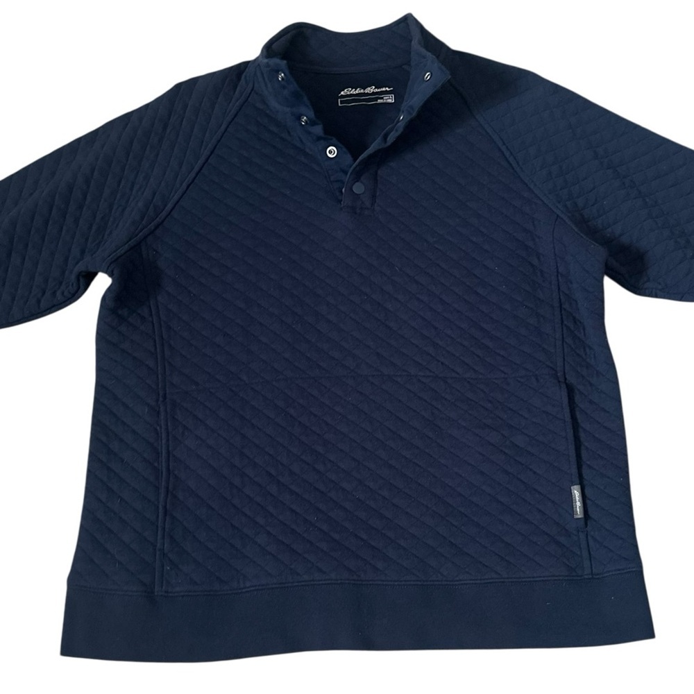 Eddie Bauer Men’s Quilted Sweater Navy Blue Size Large - Picture 5 of 6